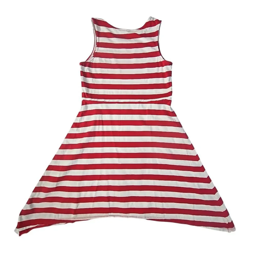 The Childrens‎ Place Striped Sharkbite Dress Kids XL 14 Red Americana Kidcore
